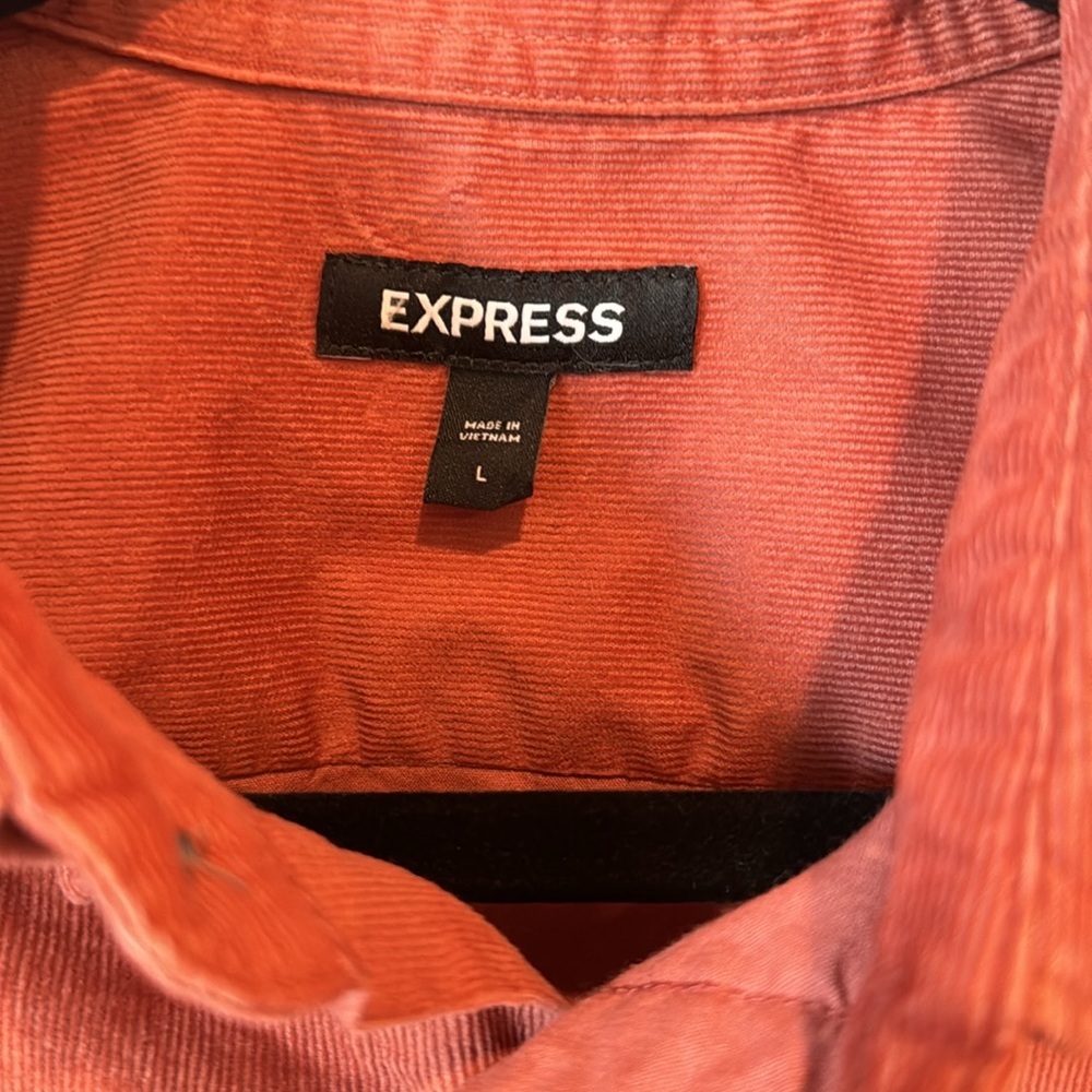 Express Men's Rust Corduroy Button Down Shirt | Size L | Fall/Casual - Picture 2 of 5